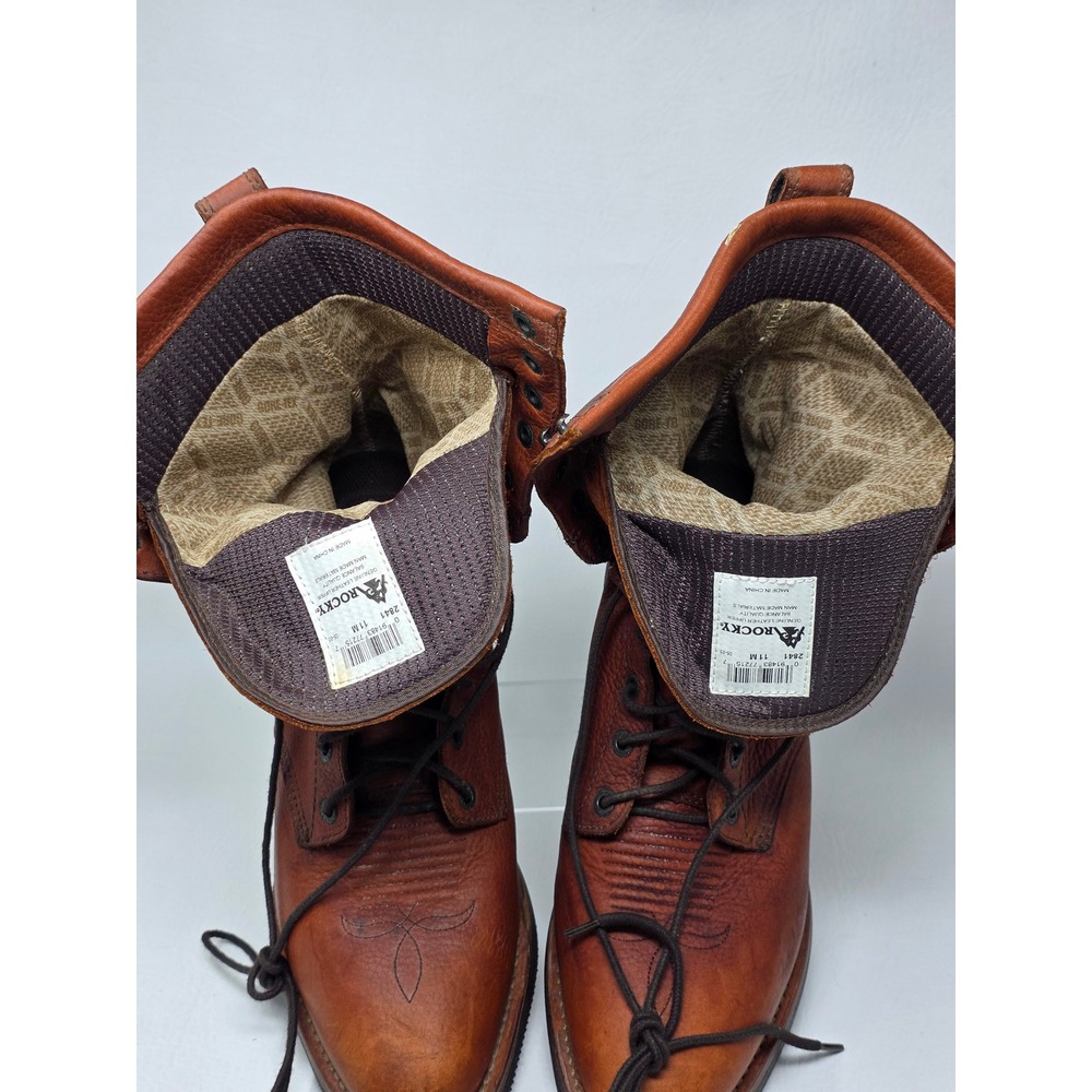 Rocky 2841 Mens Brown Leather Gore-Tex Waterproof Lace Up Logger Boots 11 M - Picture 7 of 13